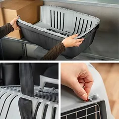 Lionto plastikinė transportavimo dėžė su metalinėmis durelėmis, B 35,5 x T 58,5 x H 40 cm — 4 nuotrauka