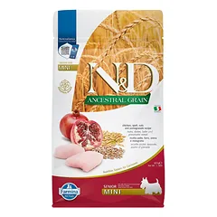Farmina N&D Mini Senior Chicken, Spelt, Oats & Pomegranate sausas maistas šunims