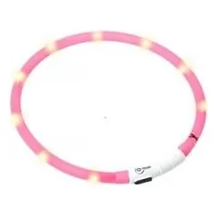 Šviečiantis antkaklis šunims VISIO LIGHT LED 70cm juodas arba oranžinis
