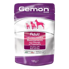Gemon all breeds adult konservuotas pašaras suaugusiems šunims su jautienos ir kumpio gabalėliais 100g — 2 nuotrauka