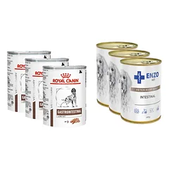ROYAL CANIN Gastro Intestinal Low Fat LF22 3x410g skardinė + ENZO VET Žarnyno dieta šunims su ėriena 3x400g
