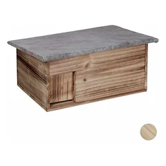 Ežių namelis Relaxdays 10027593_972, su izoliacinėmis grindimis, Ruda/pilka, 46 × 21 × 34 cm