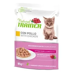 Natural Trainer Cat Kitten&Young Chicken visavertis konservu maistas kačiukams ir jauniems katėms su vištiena, 85 g nuotrauka