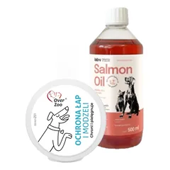 OVER ZOO apsauga nuo nuospaudų ir nuospaudų 50g + LAB V Lašišų aliejus šunims ir katėms 500ml