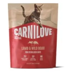 CARNILOVE ACTIVE Cat Lamb & Wild boar Sterilised sausas pašaras katėms 400 g