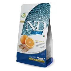 Sausas pašaras katėms FARMINA N&D OCEAN CAT Dry Herring&Orange NEUTERED ADULT 1,5kg