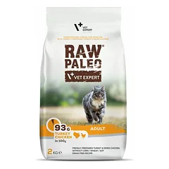 RAW Paleo Adult Cat be grūdų sausas maistas suaugusiems katėms su kalakutiena ir vištiena, 2 kg — 2 nuotrauka