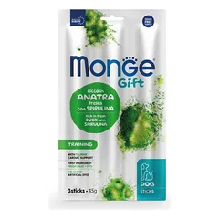 Monge Gift Dog Sticks Training Duck With Spiruline skanėstų pagaliukai suaugusiems šunims, su antiena ir spirulina, 45 g