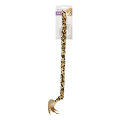 Flamingo Cat Dangler Leopard - kačių lazdelė su ilga leopardo rašto juostele, varpeliu ir plunksnomis — 2 nuotrauka