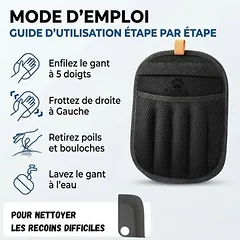 Zoomtopia Gant anti-poils chat chien 5 doigts XL lavable lot 2