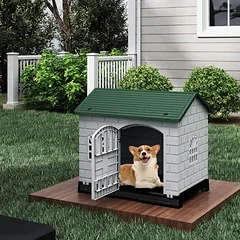 Giantex Hundehütte Für Draußen Aus PP, Hundehütte Für Draußen Und Drinnen