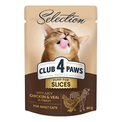 Club 4 Paws Premium Selection konservai su vištiena ir veršiena katėms