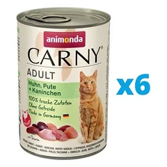 ANIMONDA Carny Adult Vištiena, kalakutiena ir triušiena 6 x 400 g