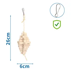 Nobleza medinis žaislas graužikui, su virve, 26x6cm — 5 nuotrauka