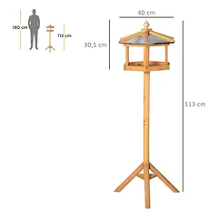Paukščių lesyklėlė PawHut 40x113cm., šviesiai rudos spalvos — 3 nuotrauka