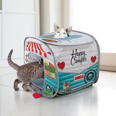 KONG Play Spaces Camper kačių palapinė su kabamu žaislu ir katžole, 51.44×39.37×39.37 cm — 3 nuotrauka