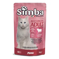Simba konservuotas pašaras katėms su mėsa ir žirneliais 100g
