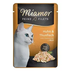 Miamor Feine Filets konservai katėms, vištienos ir tuno gabalėliai drebučiuose, 100 g — 2 nuotrauka