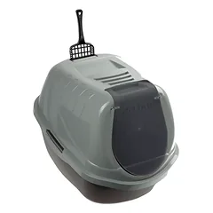 Ecomfy uždaras tualetas katėms eco, pilkas, 54x40x40