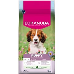 Eukanuba Life Care Puppy Small and Medium sausas maistas mažų ir vidutinių veislių šuniukams su ėriena ir ryžiais, 12 kg