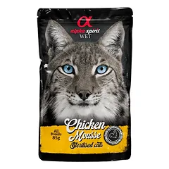 ALPHA SPIRIT WET putėsiai sterilizuotoms katėms su vištiena 85g 6vnt — 2 nuotrauka