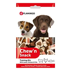 Flamingo Chew'n Snack Training Treats - treniruočių skanėstai šunims su ėriena, vištiena ir ryžiais