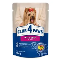 CLUB 4 PAWS Premium konservai su jautiena drebučiuose miniatiūrinių ir mažų veislių šunims, 100 g