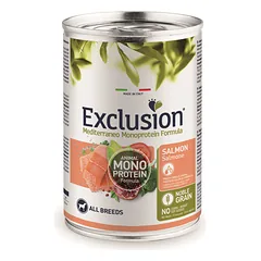 Exclusion Mono Protein Mediterraneo konservai šunims su lašiša, 400 g