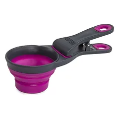 Dexas sulankstomas KlipScoop 3-in-1 vidutinis - sulankstomas maisto samtelis su maišelio uždarymo spaustuku, vidutinio dydžio, Fioletowy / 237ml — 3 nuotrauka