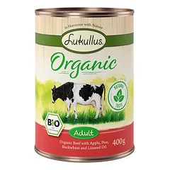 Lukullus Organic Adult Rind mit Apfel (glutenfrei)