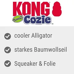 KONG Cozie Tuggz žaislas šunims Alligator, Dyd. M/L: apie L 38 x B 20,3 x H 10,2 cm — 3 nuotrauka