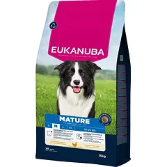 EUKANUBA Mature Medium Breeds Chicken 15 kg sausas maistas subrendusiems vidutinio dydžio šunims, turintis šviežio vištienos