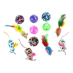 Katzenspielzeug-Set mit Bällen & Mäusen