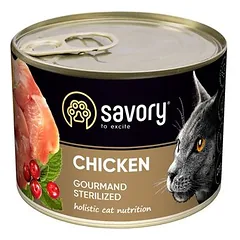 Savory drėgnas maistas sterilizuotoms katėms su vištiena, 200 - 399 g — 2 nuotrauka
