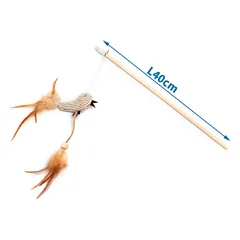 Nobleza lazdelė su paukščiu ir katžole žaislas katėms, 40 cm — 3 nuotrauka