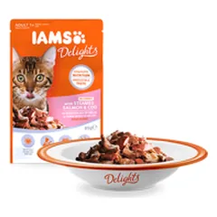 Iams guliašas katėms su lašiša ir menke N24x85g