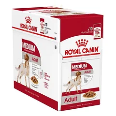 ROYAL CANIN Medium Adult 10x140g drėgno ėdalo padaže vidutinio dydžio suaugusiems šunims
