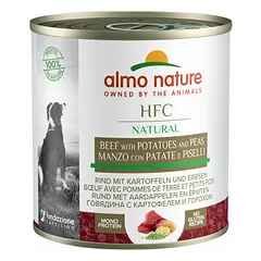Almo Nature HFC Natural jautiena su bulvėmis ir žirneliais, drėgnas maistas šunims 290 g