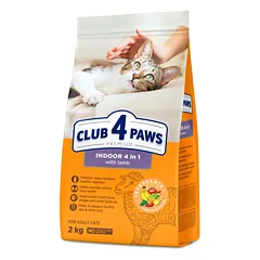 CLUB 4 PAWS Premium su ėriena katėms, gyvenančioms patalpose "4 viename"
