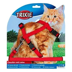 Trixie Harness XL With Lead krūtinės diržas katėms su pavadėliu, reguliuojamas, nailonas, 34-57 cm / 13 mm, pavadėlis 1.20 m