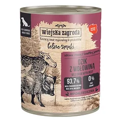 WIEJSKA ZAGRODA Miško skoniai: šerniena su jautiena – šlapias šunų maistas, 24 x 800 g