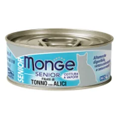 Monge Jelly Senior konservai su tunu ir ančiuviais vyresnio amžiaus katėms