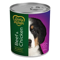 LOVELY HUNTER PUPPY BEEF AND CHICKEN KONSERVUOTAS PAŠARAS ŠUNIMS 800g