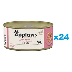 APPLAWS Cat Adult Tuna with Prawn in Broth tunas ir krevetės sultinyje 24x156 g
