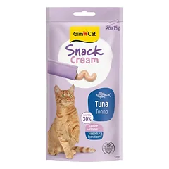 GimCat Snack Cream Tuna kremas-skanėstas katėms su tunčiu, 6×15 g