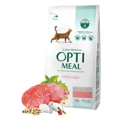 Optimeal Sterilised sausas pašaras su jautiena sterilizuotoms katėms - Pet24