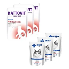 Kattovit Niere/Renal ančių 3x85g paketėlis + ENZO VET Renal su jautiena želė katėms 3x100g