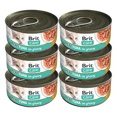 BRIT Care Cat Real Tuna in Gravy 6x80 g tunų filė sultinyje, drėgnas maistas katėms
