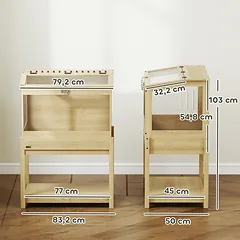 Narvas žiurkėnams, dviejų aukštų, su atverčiamu dangčiu, natūralios medienos spalvos, 83,2 x 50 x 103 cm — 3 nuotrauka