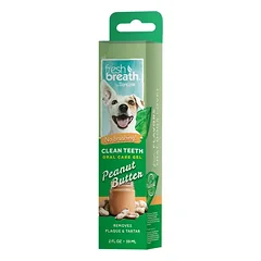 Tropiclean Fresh Breath Clean Teeth Gel Peanut Butter - burnos higienos gelis šunims, su žemės riešutų sviesto kvapu
